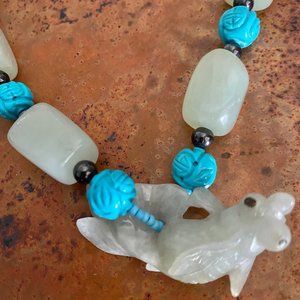 Japanese Green Jade Koi Fish Necklace